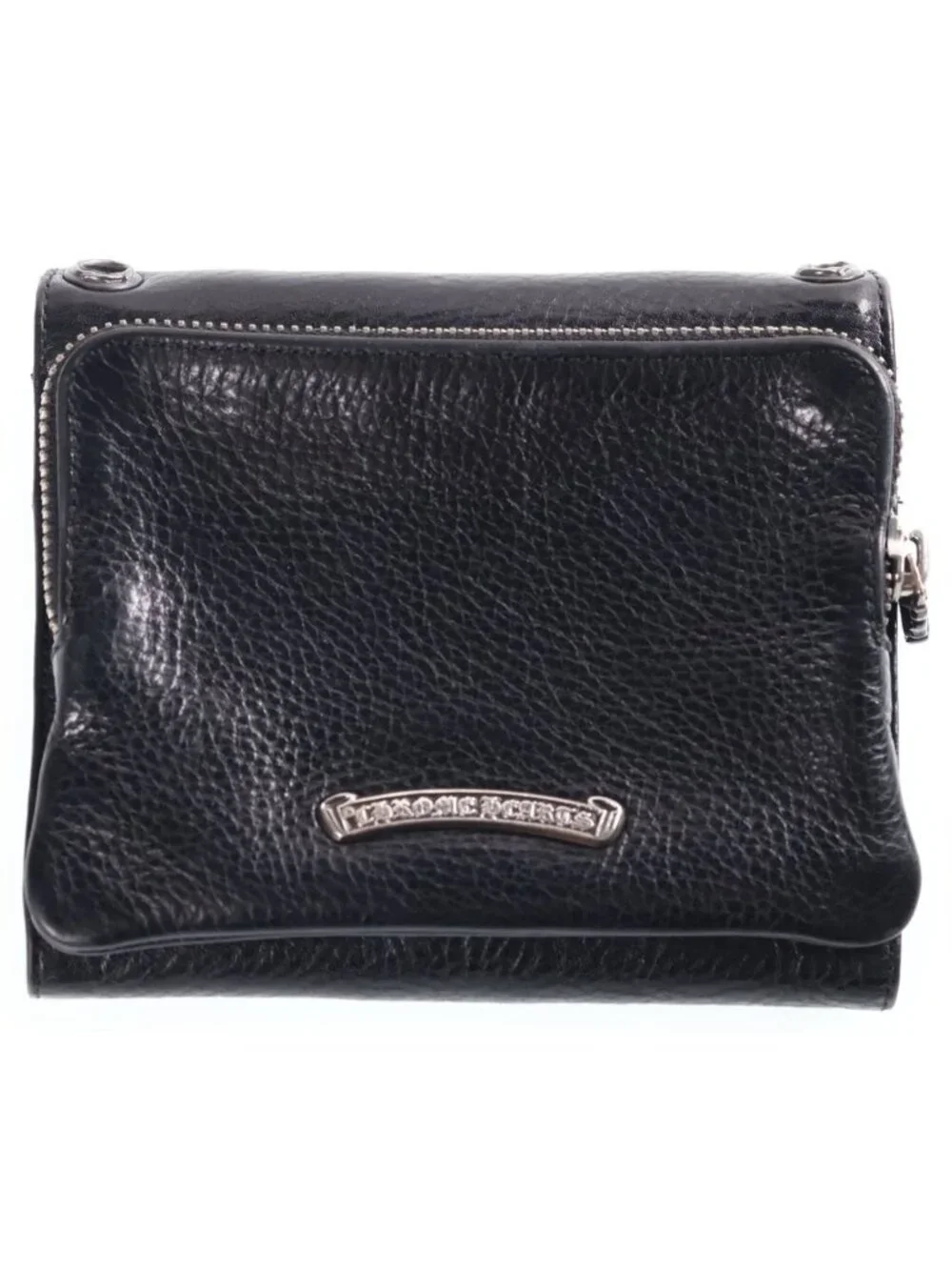 Chrome Hearts Big Spoon Wallet Big Cross Button Leather Black
